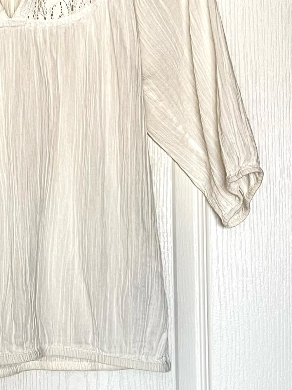 Ricki’s White Lace Boho Blouse Peasant Gauze Top Size 0 Cottagecore Romantic - Picture 7 of 16